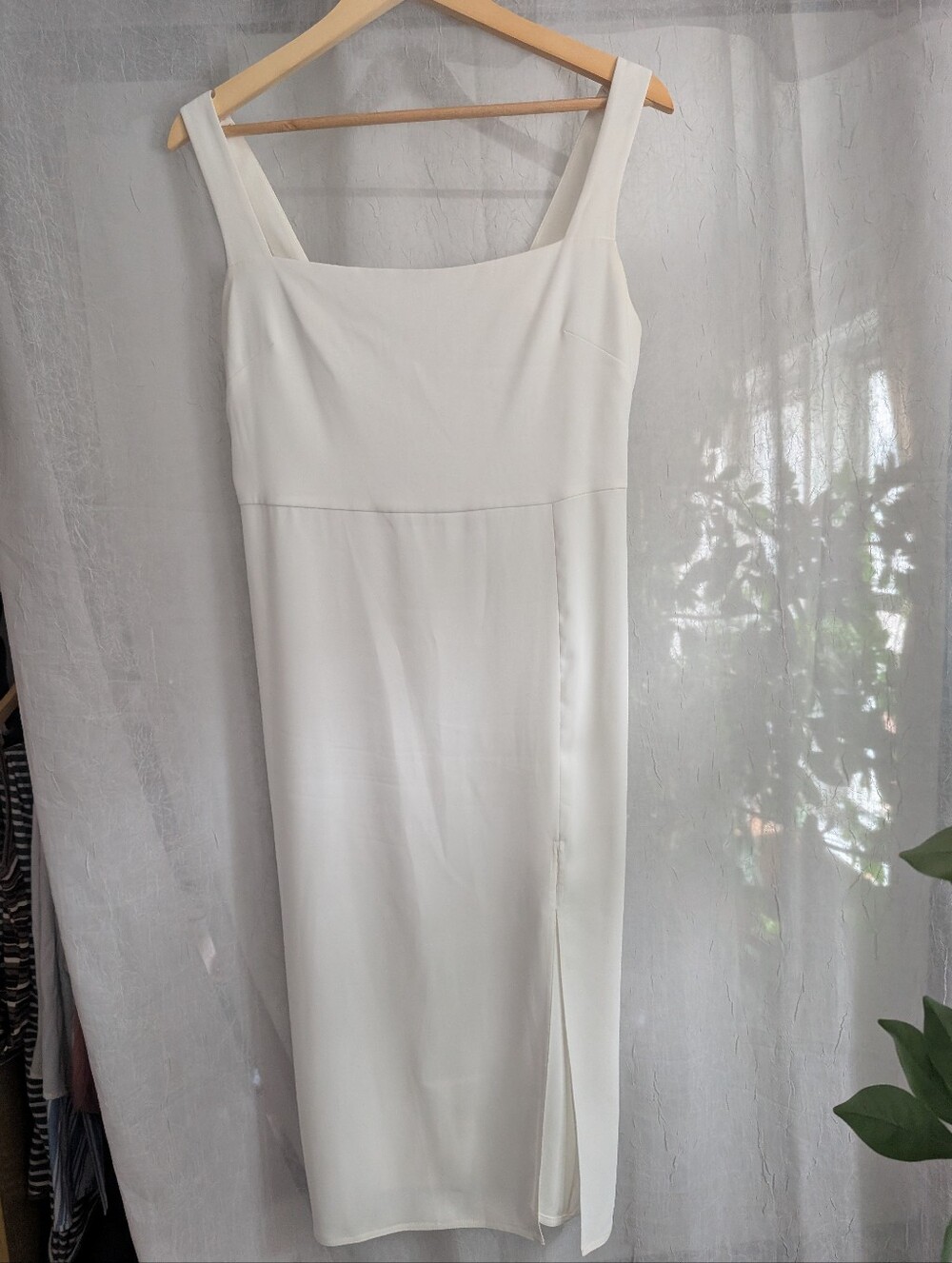 Aritzia Babaton Slit Squareneck Midi Dress - White - US 10